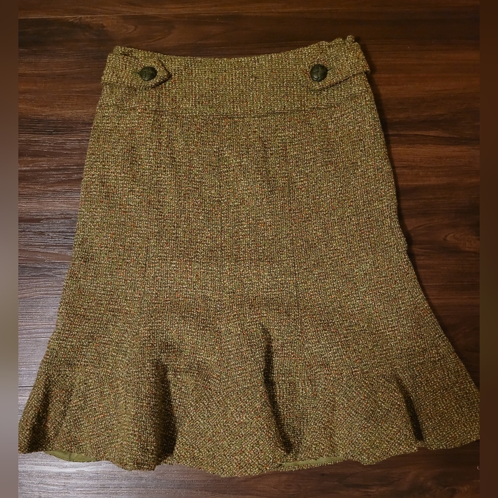 Etcetera Green A-Line Ruffled Skirt for Work. NWOT